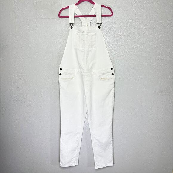 Hatch Current Elliot The Easy Denim Maternity Overall Kyte White Women 3 Large - Picture 2 of 9